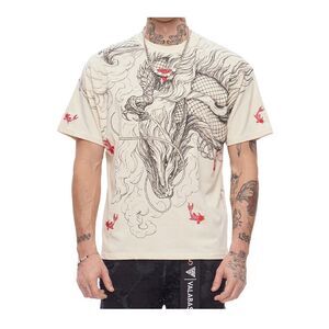 Valabasas Crew Neck T-Shirt Mythic Flow Mens Beige VLBS-VT1-1098
